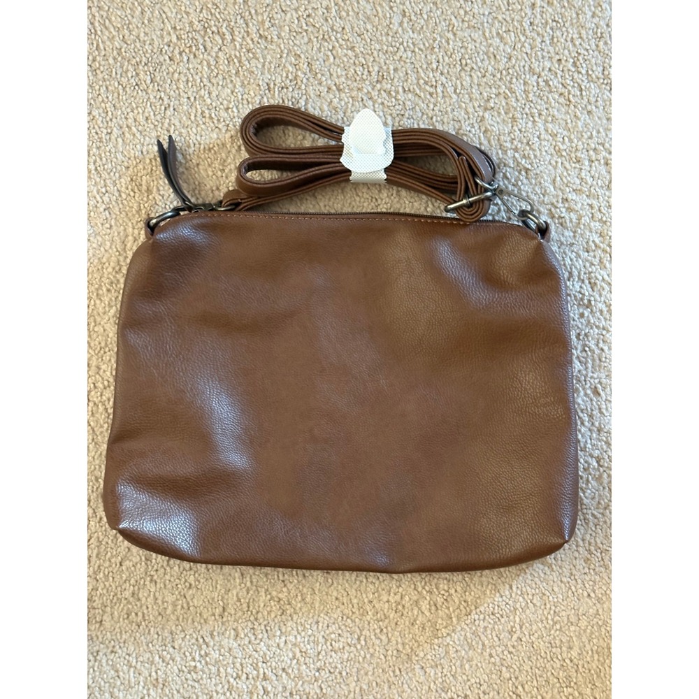 NWOT! Joy Susan Womens Crossbody Bag Vegan Leather Cognac Brown Medium Boho